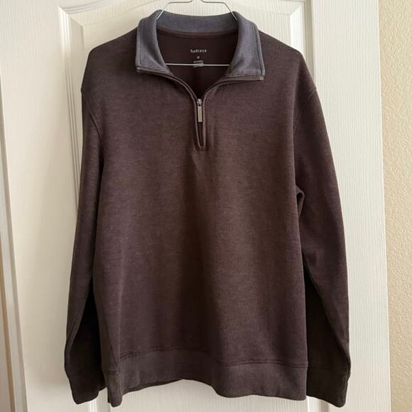 Van Heusen Men’s Brown Pull Over 1/4 Zip Ribbed Sweater - Picture 8 of 8